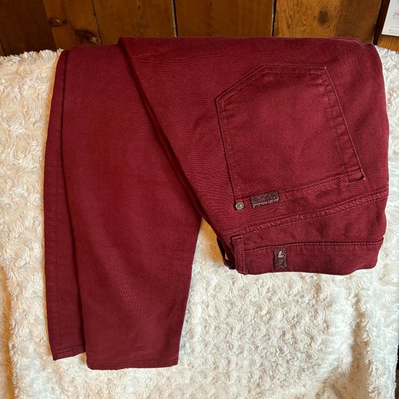 7 For All Mankind Skinny Jeans in Burgundy - 28 - Picture 2 of 4